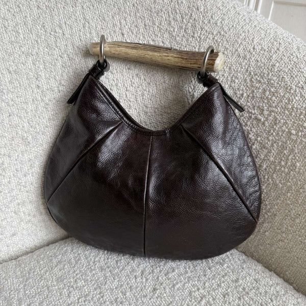 YSL Mombasa Leather Black Shoulder Bag