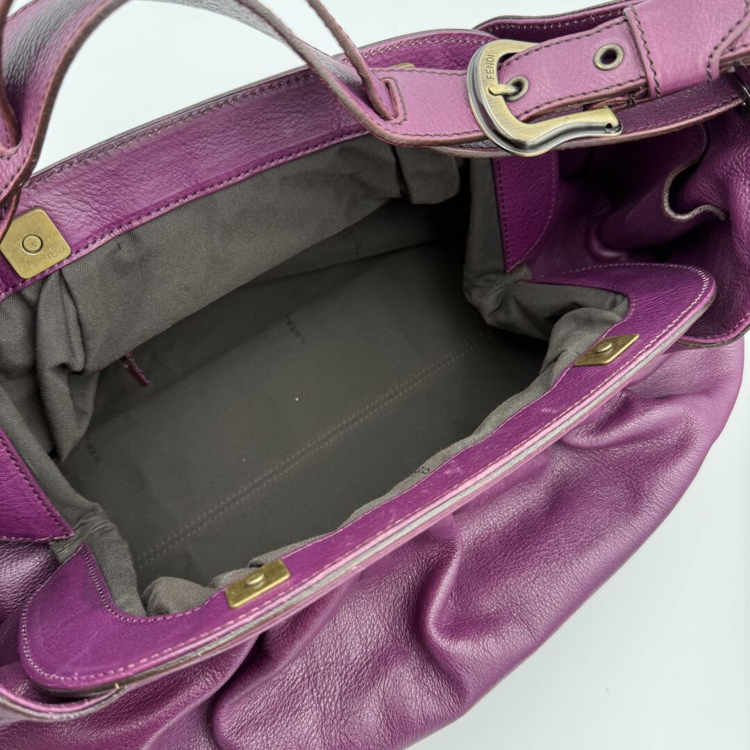 Fendi Borsa Doctor Hobo Leather Purple Shoulder Bag
