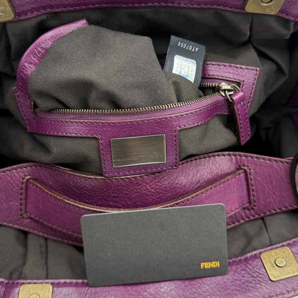 Fendi Borsa Doctor Hobo Leather Purple Shoulder Bag