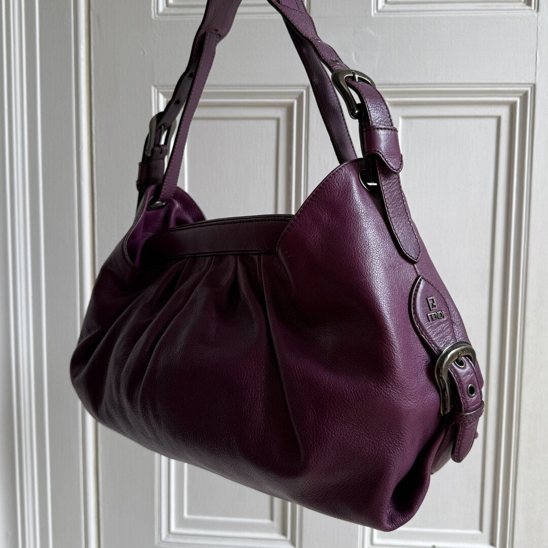 Fendi Borsa Doctor Hobo Leather Purple Shoulder Bag