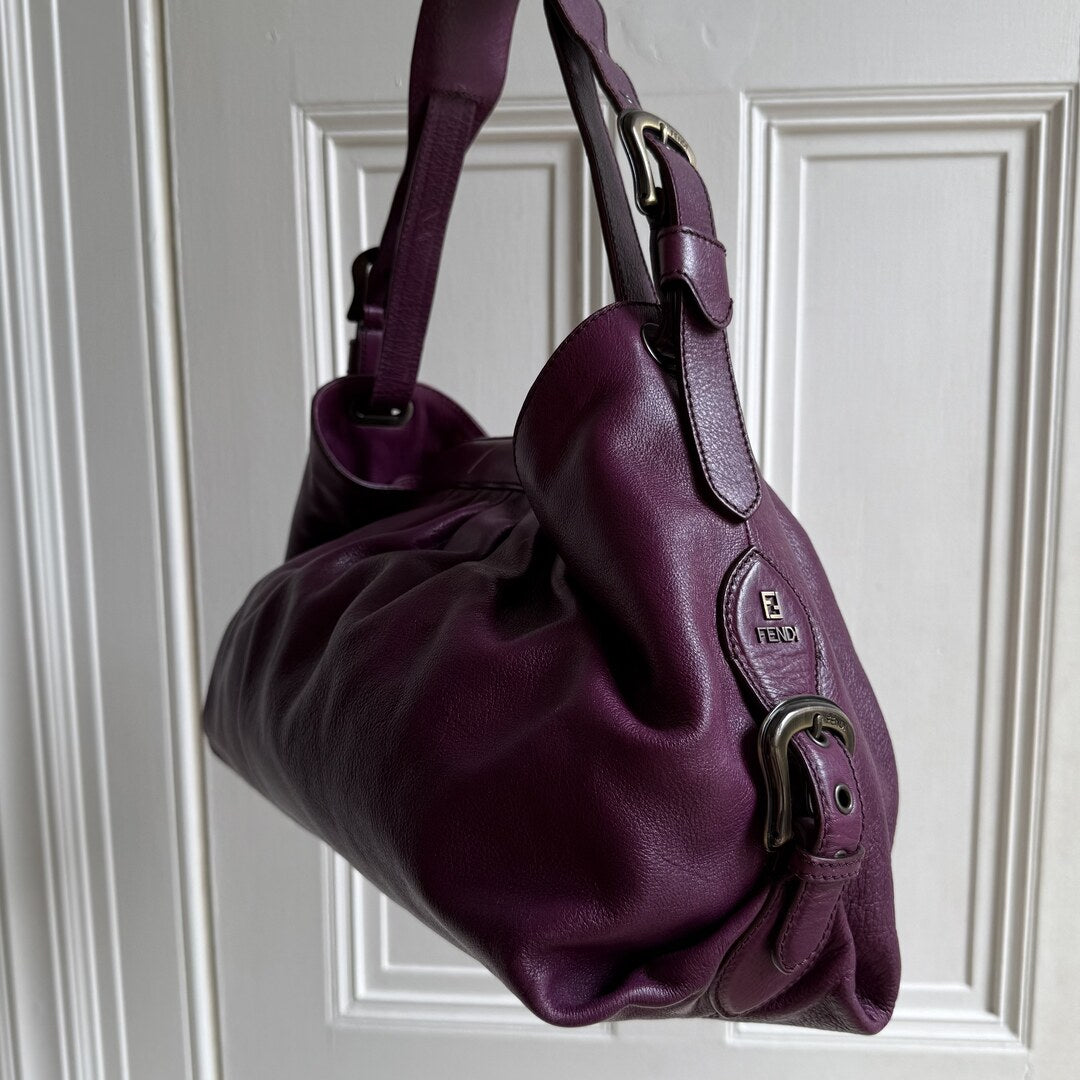 Fendi Borsa Doctor Hobo Leather Purple Shoulder Bag