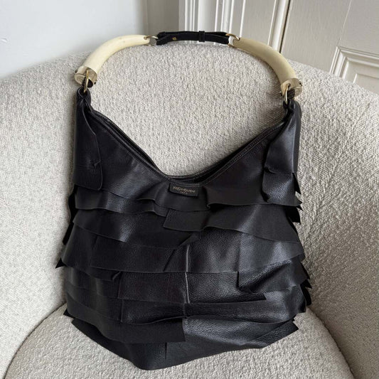 2004 YSL Mombasa Saint Tropez Leather Black Shoulder Bag