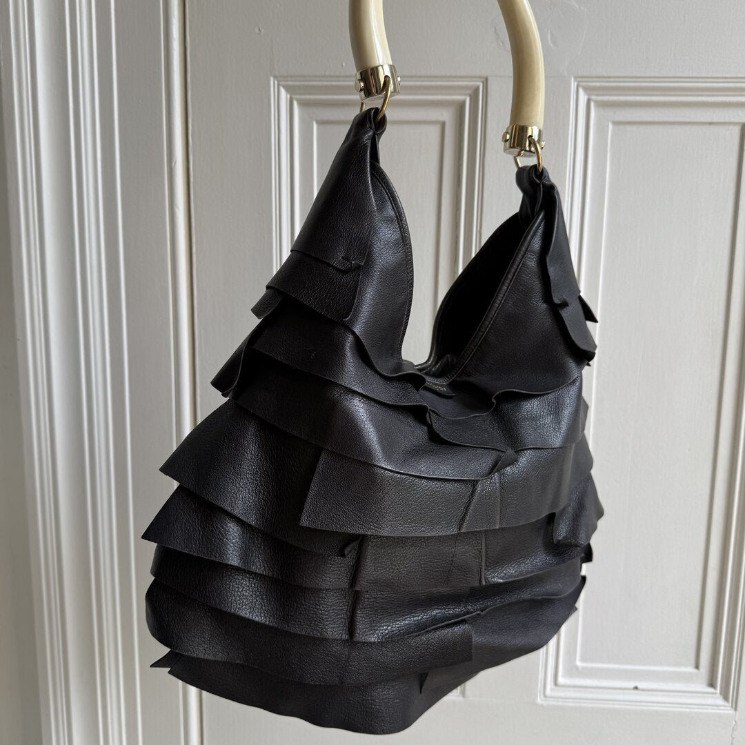 2004 YSL Mombasa Saint Tropez Leather Black Shoulder Bag
