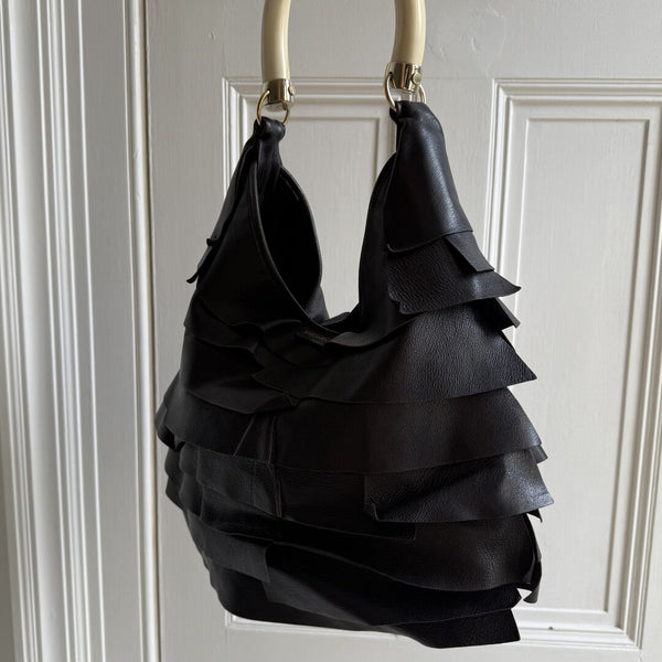 2004 YSL Mombasa Saint Tropez Leather Black Shoulder Bag