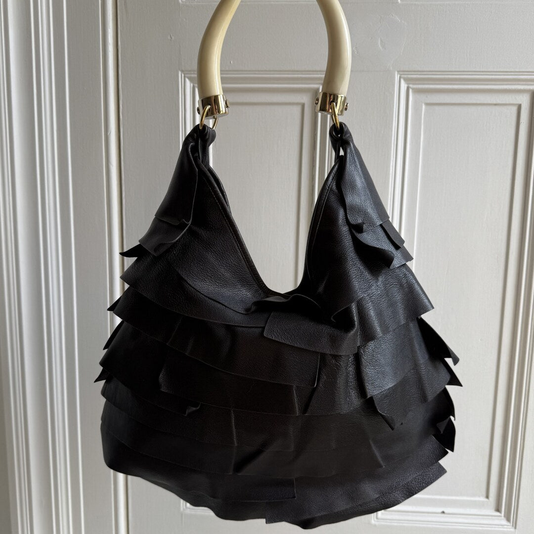 2004 YSL Mombasa Saint Tropez Leather Black Shoulder Bag