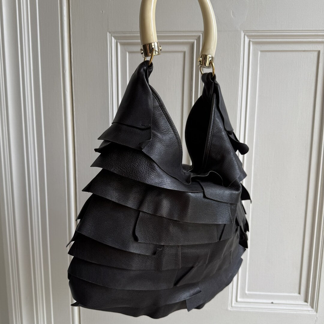 2004 YSL Mombasa Saint Tropez Leather Black Shoulder Bag