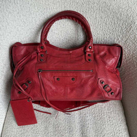 2003 Balenciaga Motocross Classic Red Leather Handbag