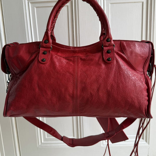 2003 Balenciaga Motocross Classic Red Leather Handbag
