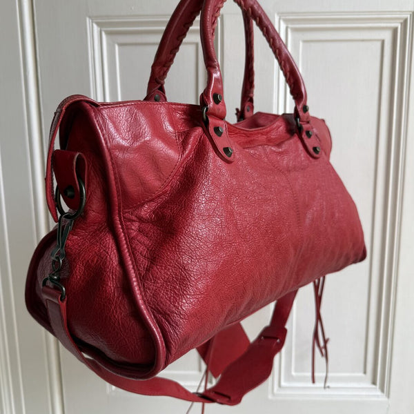 2003 Balenciaga Motocross Classic Red Leather Handbag