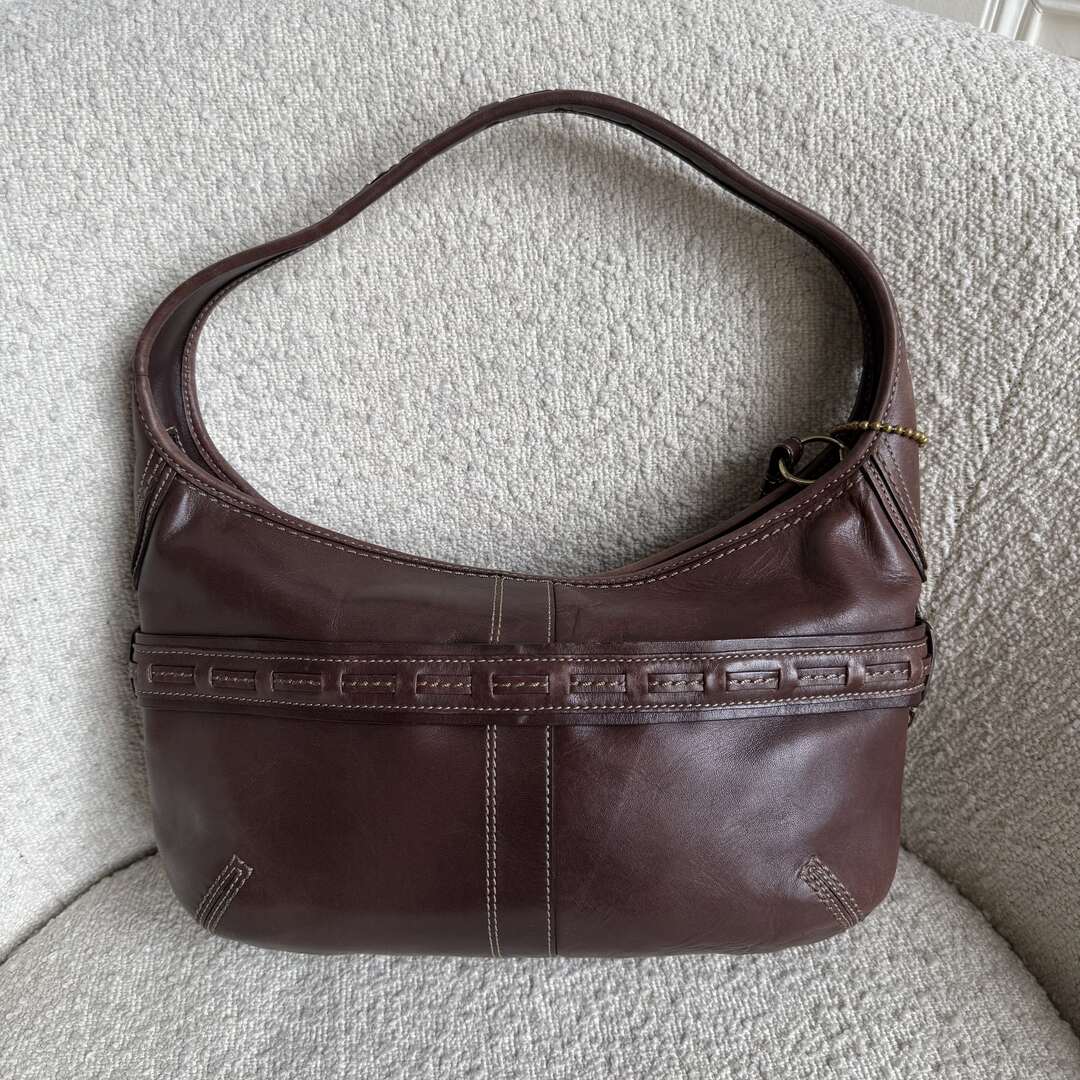 Coach Buckle Leather Brown Shoulder Bag
