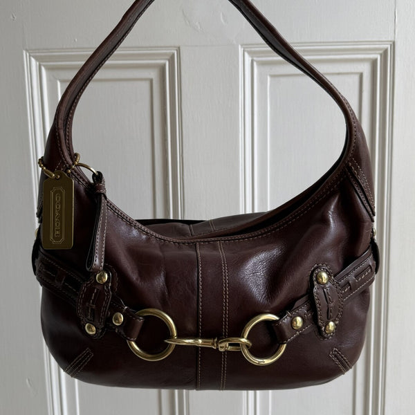 Coach Buckle Leather Brown Shoulder Bag