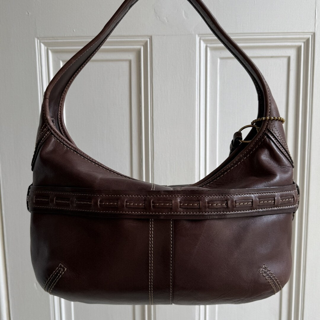 Coach Buckle Leather Brown Shoulder Bag