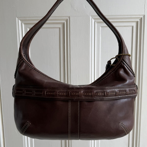 Coach Buckle Leather Brown Shoulder Bag