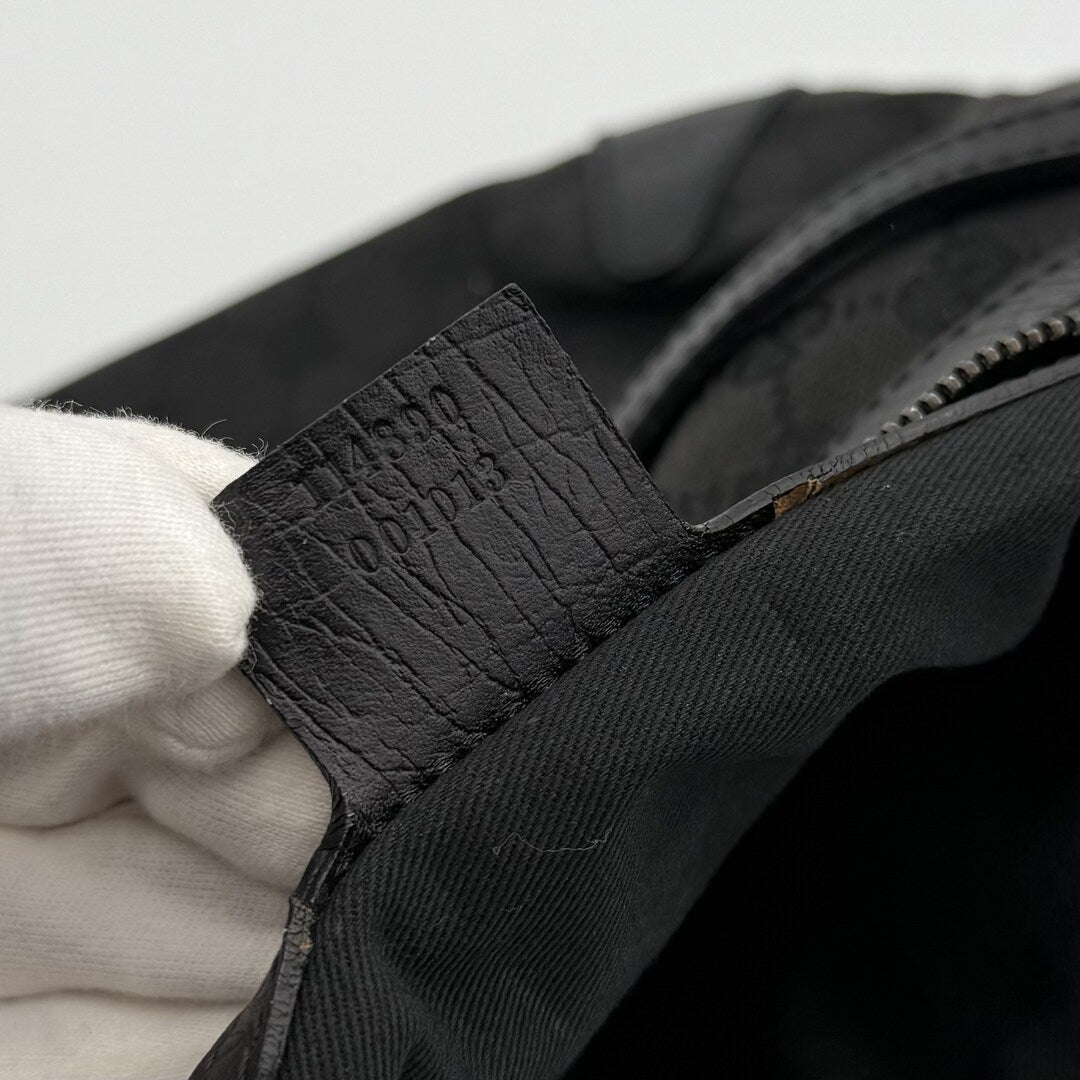 Gucci GG Canvas Horsebit Black Shoulder Bag