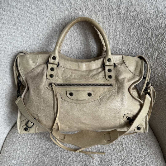 2009 Balenciaga City Beige Yellow Handbag