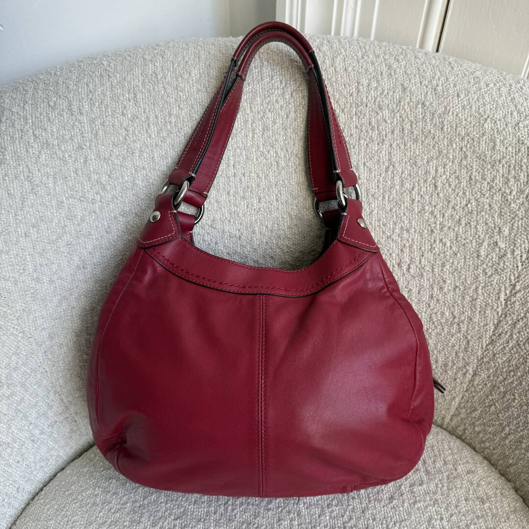 Coach Soho Hobo Leather Red Buckle Shoulder Bag