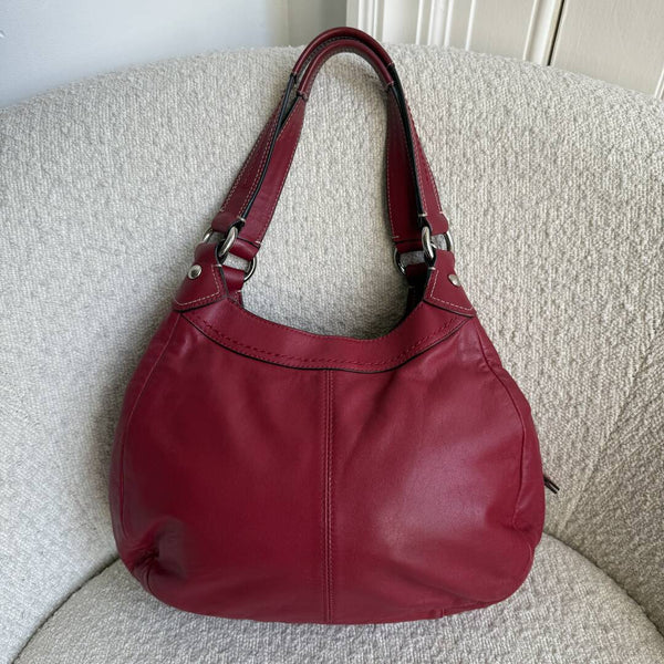 Coach Soho Hobo Leather Red Buckle Shoulder Bag