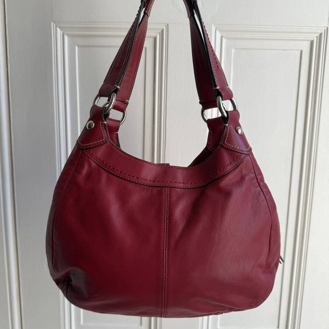 Coach Soho Hobo Leather Red Buckle Shoulder Bag