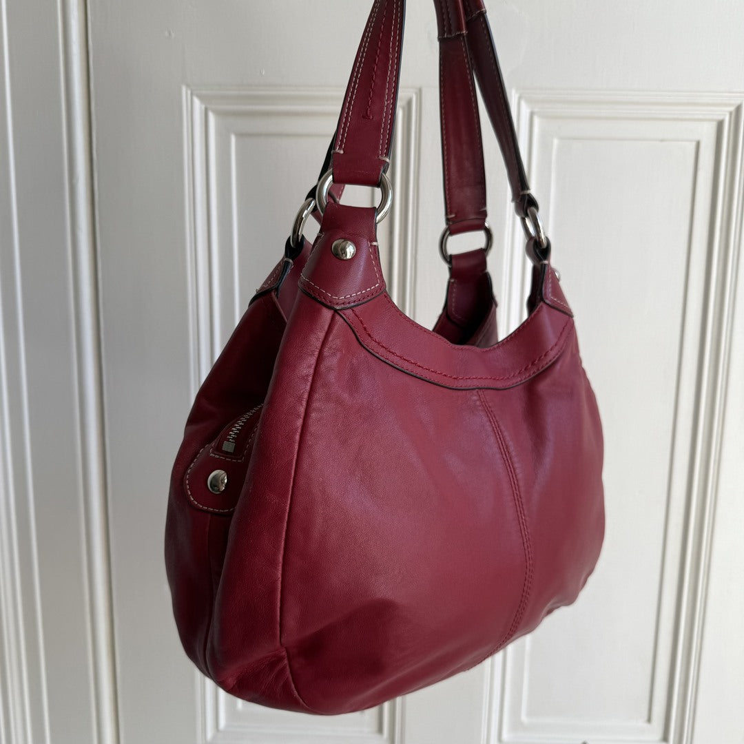 Coach Soho Hobo Leather Red Buckle Shoulder Bag
