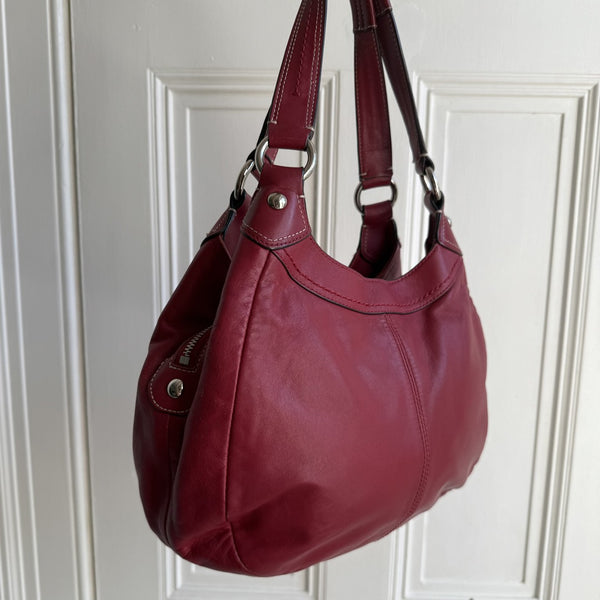 Coach Soho Hobo Leather Red Buckle Shoulder Bag