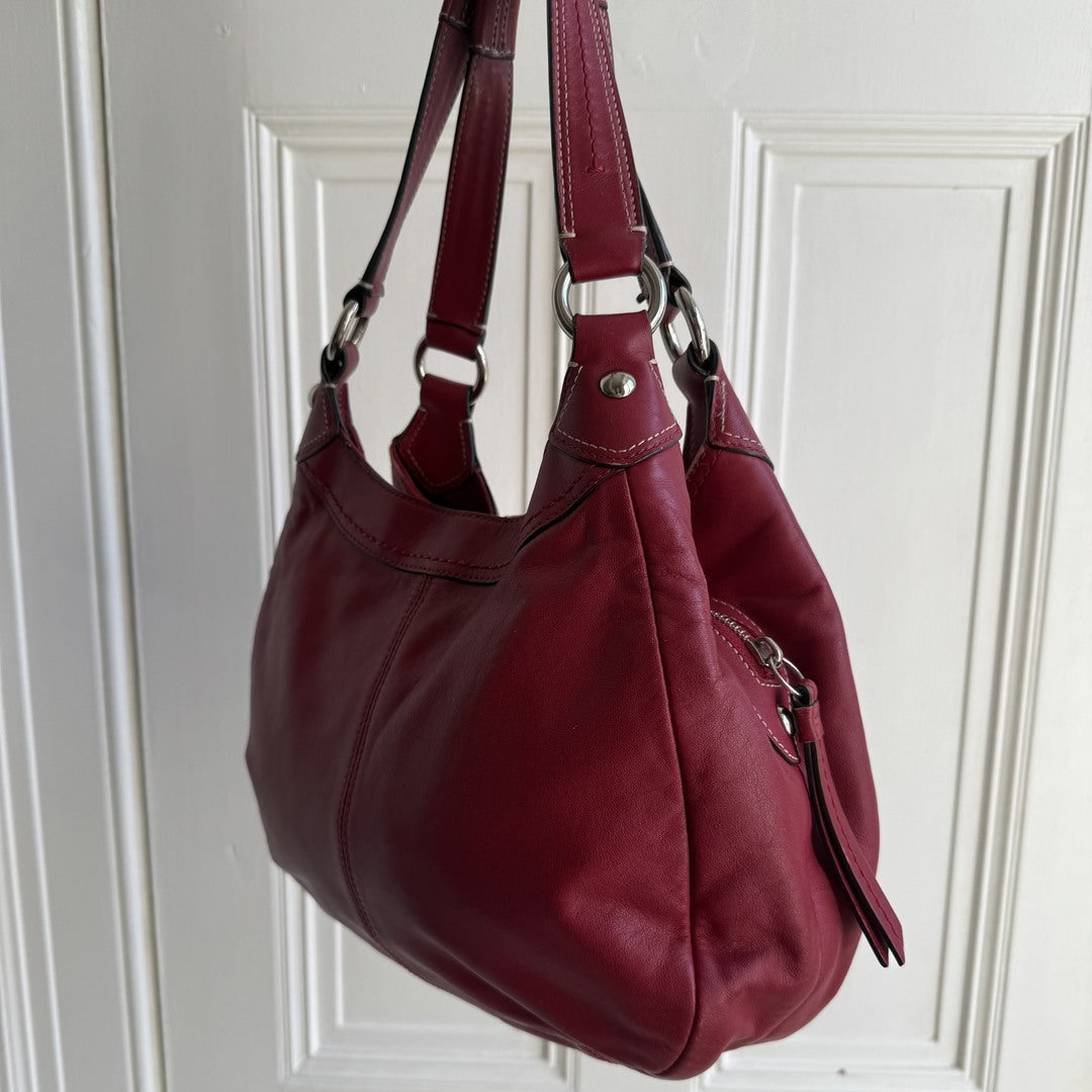 Coach Soho Hobo Leather Red Buckle Shoulder Bag