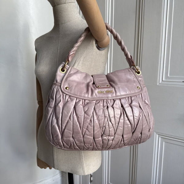 Miu Miu Matelasse Leather Dusty Pink Shoulder Bag