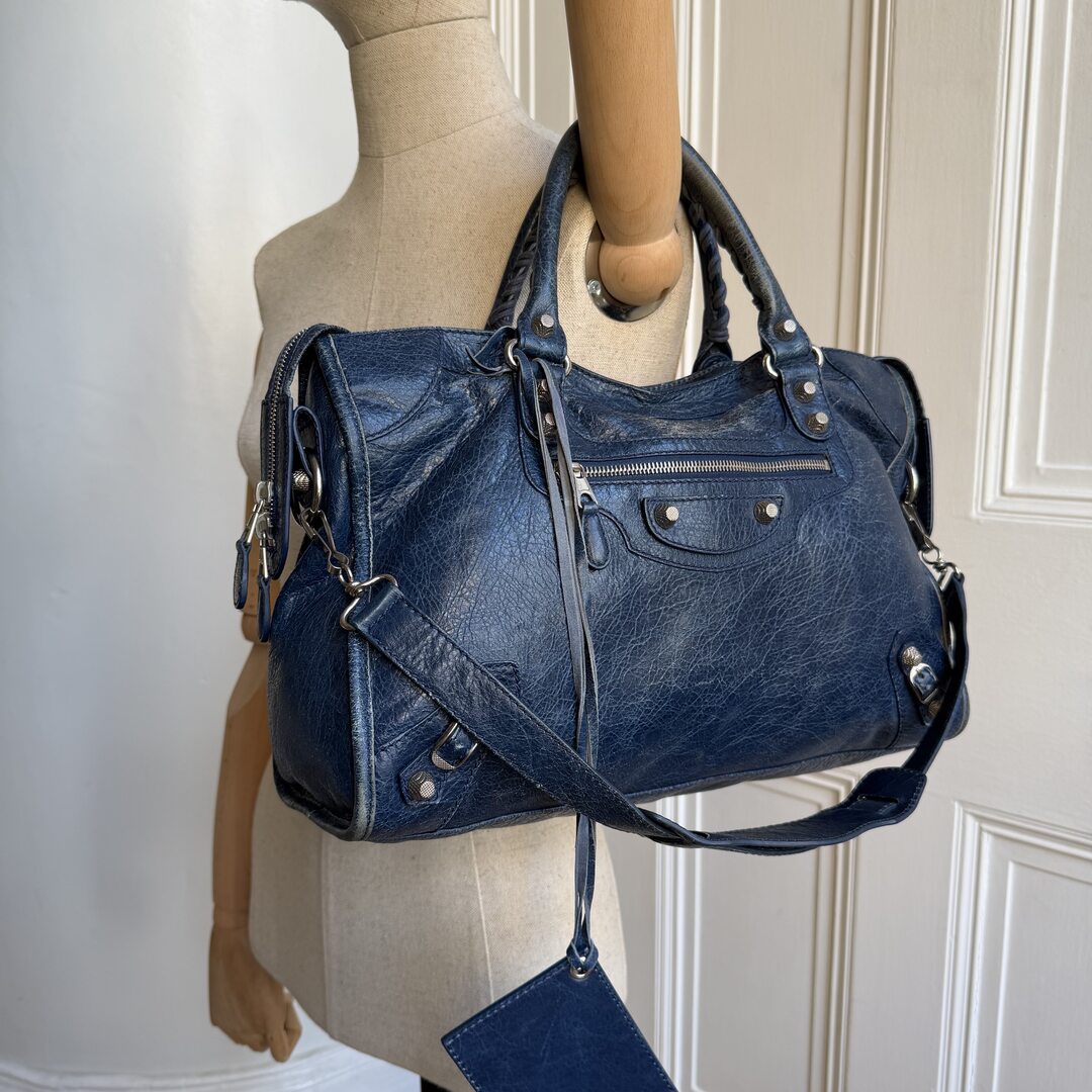 2013 Balenciaga The City Leather Blue Handbag