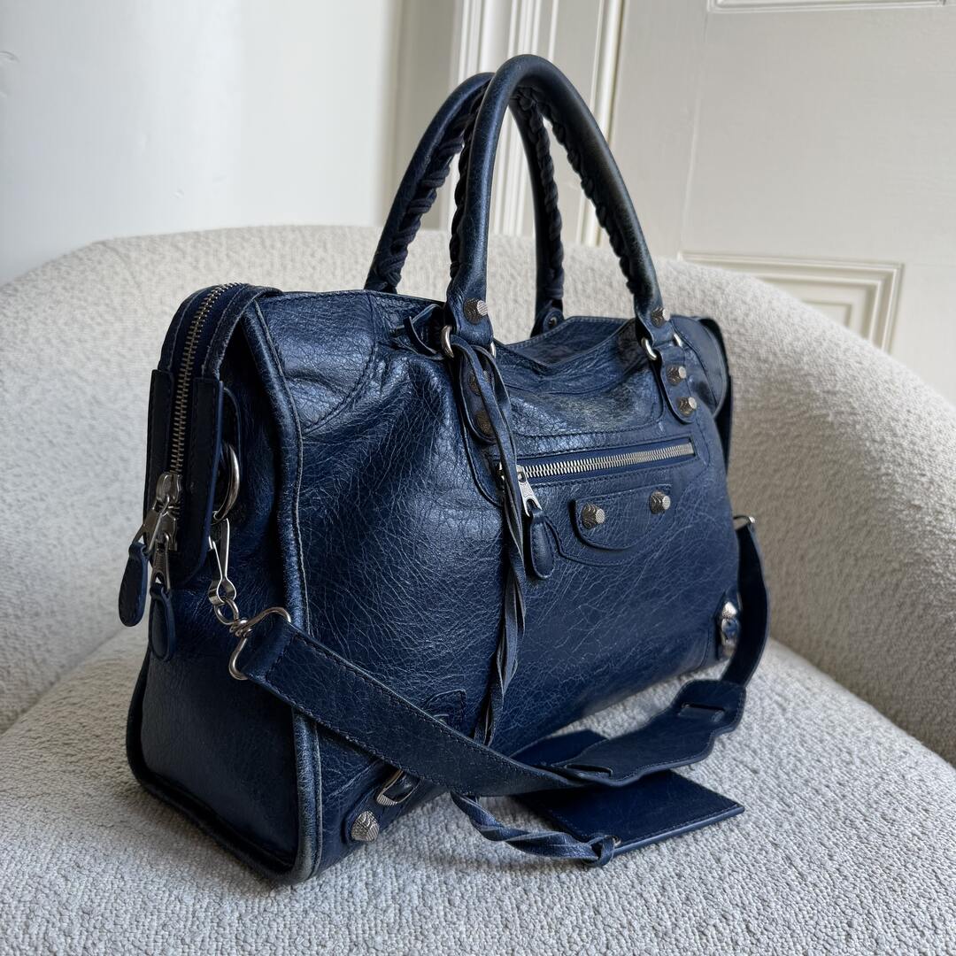 2013 Balenciaga The City Leather Blue Handbag