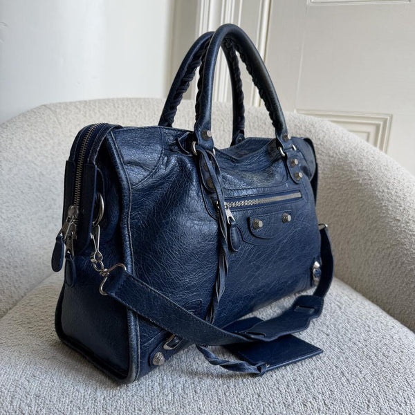 2013 Balenciaga The City Leather Blue Handbag