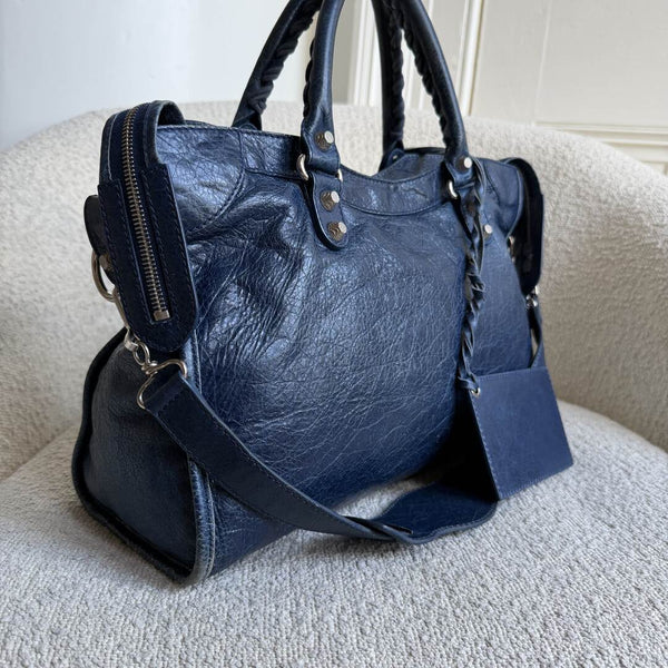 2013 Balenciaga The City Leather Blue Handbag
