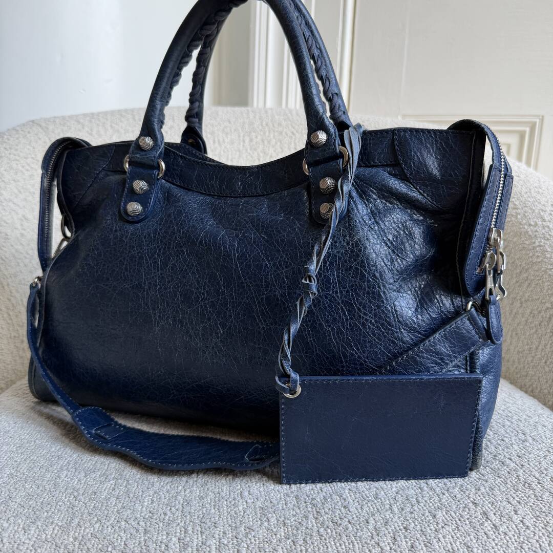 2013 Balenciaga The City Leather Blue Handbag