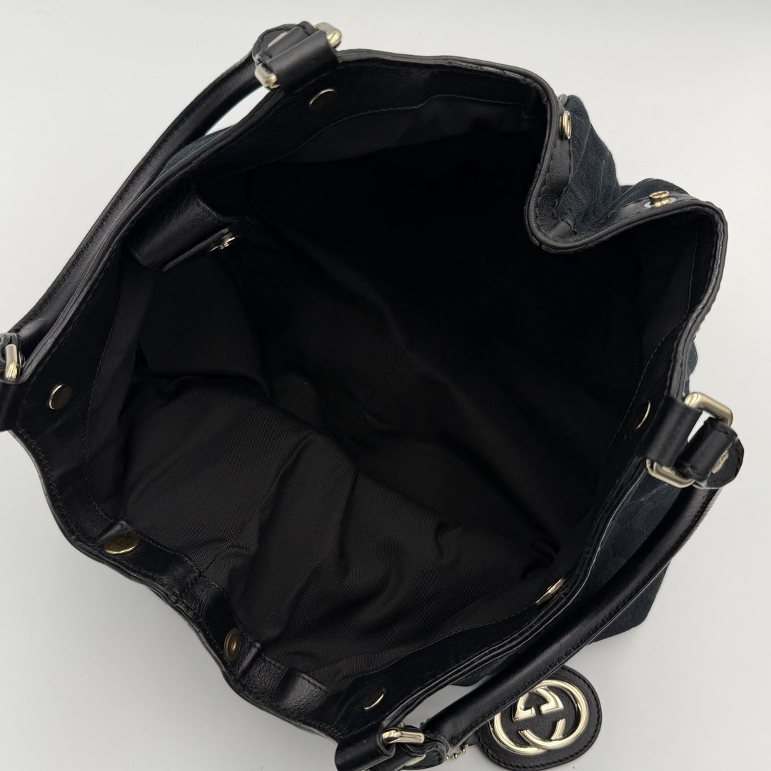 Gucci GG Canvas Sukey Black Tote Bag
