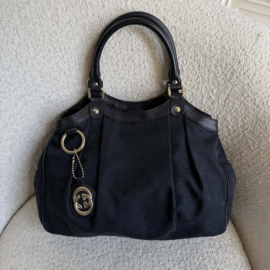 Gucci GG Canvas Sukey Black Tote Bag