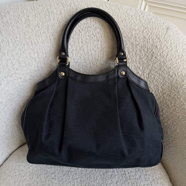 Gucci GG Canvas Sukey Black Tote Bag