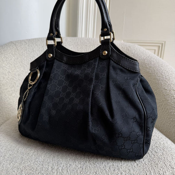 Gucci GG Canvas Sukey Black Tote Bag