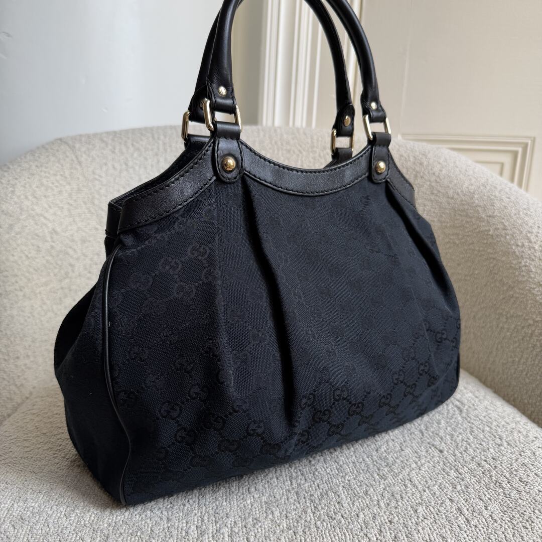 Gucci GG Canvas Sukey Black Tote Bag