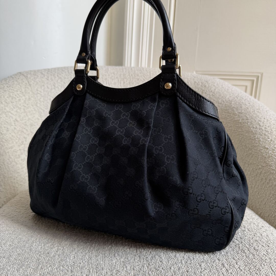 Gucci GG Canvas Sukey Black Tote Bag
