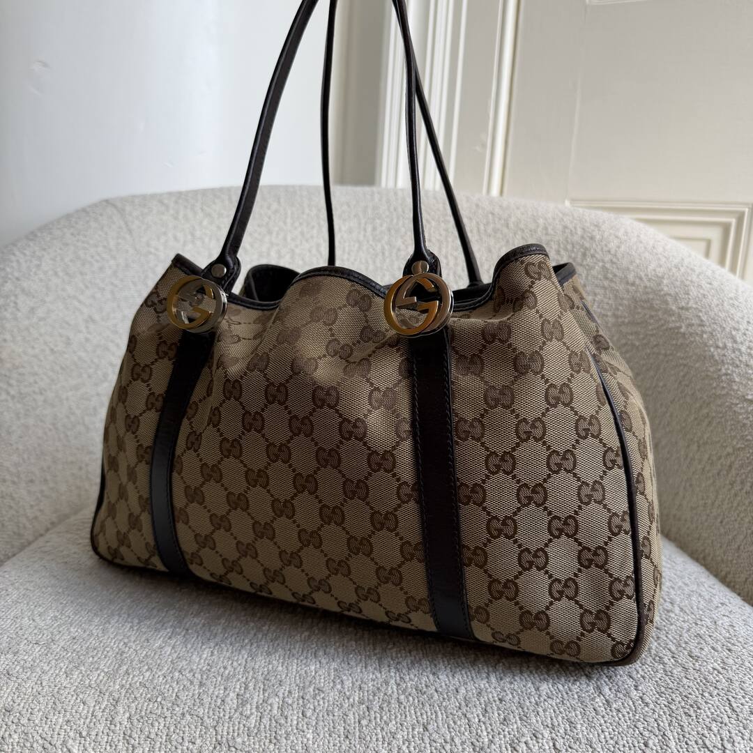 Gucci GG Twins Black Leather Tote Bag
