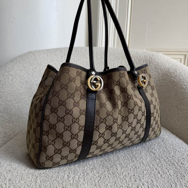Gucci GG Twins Black Leather Tote Bag