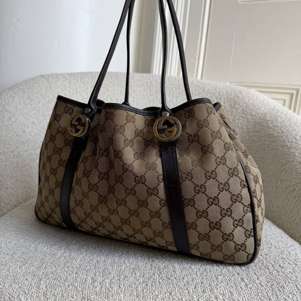Gucci GG Twins Black Leather Tote Bag