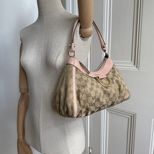 Gucci GG Canvas Abbey Pink Shoulder Bag
