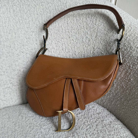 2002 Dior Saddle Leather Brown Shoulder Bag