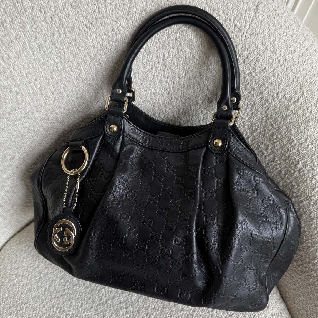Gucci Guccissima Sukey Leather Black Tote Bag