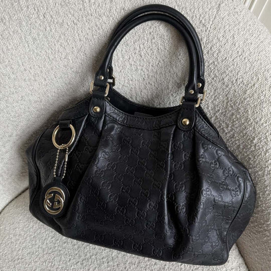 Gucci Guccissima Sukey Leather Black Tote Bag