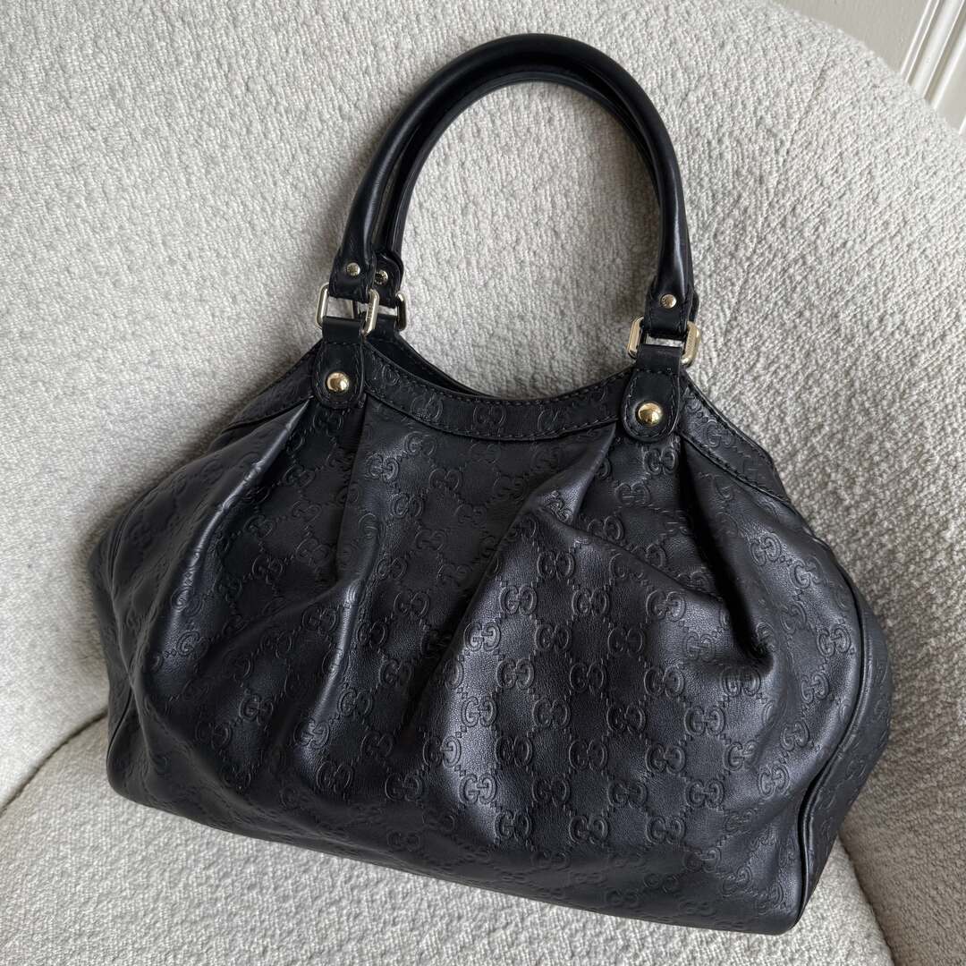 Gucci Guccissima Sukey Leather Black Tote Bag