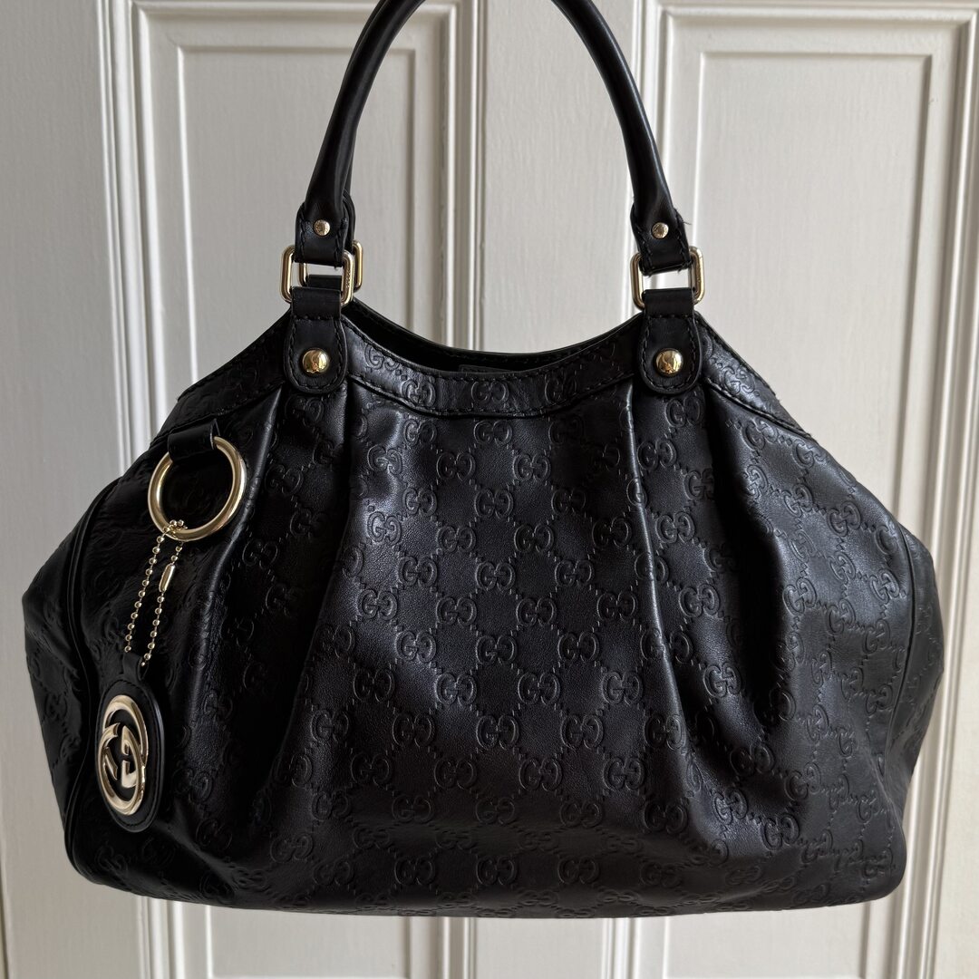 Gucci Guccissima Sukey Leather Black Tote Bag