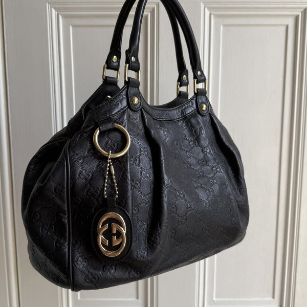 Gucci Guccissima Sukey Leather Black Tote Bag