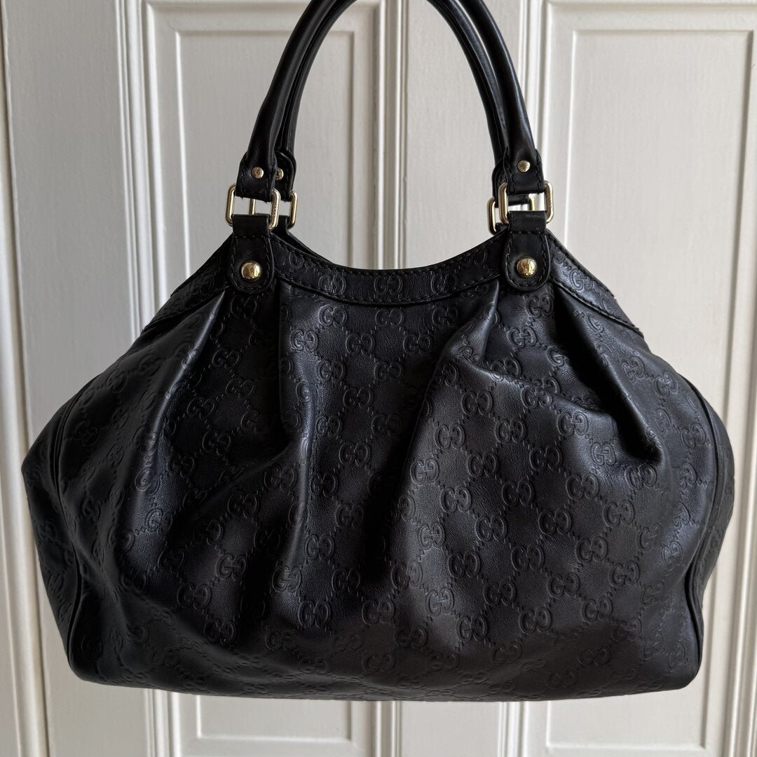 Gucci Guccissima Sukey Leather Black Tote Bag