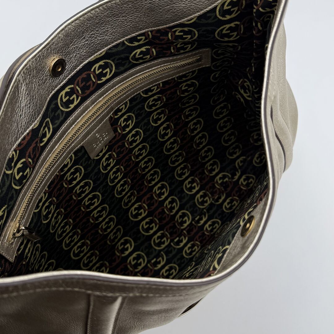 Gucci Britt Hobo Leather Metallic Gold Shoulder Bag