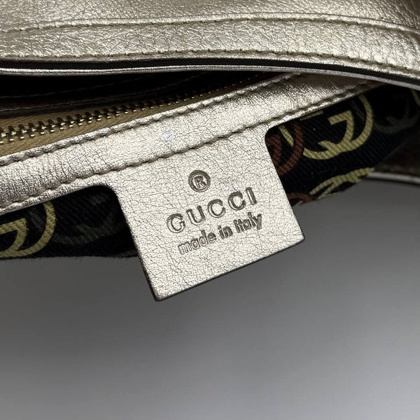 Gucci Britt Hobo Leather Metallic Gold Shoulder Bag
